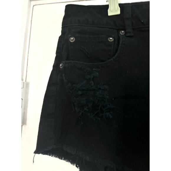 AMERICAN EAGLE Black Distressed Stretch Shorts - Curve Plus Sz 14 - Picture 4 of 5
